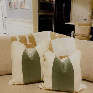 Ballard Designs Olive Green Panel Velvet Cover